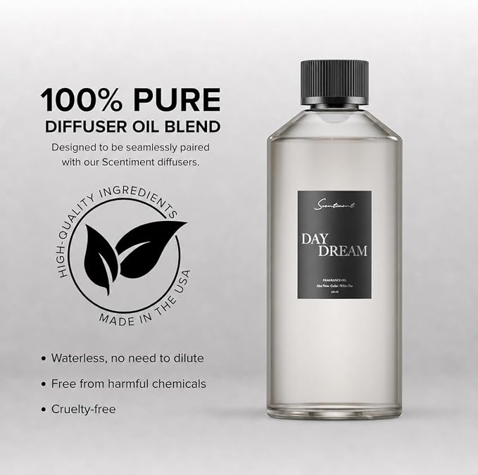 Scentiment Day Dream Diffuser Oil - Premium Hotel Scent with Notes of Aloe Vera, Cedar & White Tea Home Scent, Home Scent, Hotel Fragrance Oil Diffuser Refill - 16.91 fl oz (500 mL)
