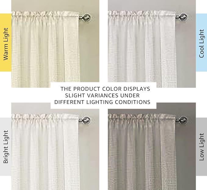 H.VERSAILTEX Curtains 96 Inches Long for Living Room 2 Panels Rod Pocket Soft Linen Draperies Light Weight Airy Semi Privacy Sheer Curtains for Bedroom 8 FT Tall, Heathered Natural