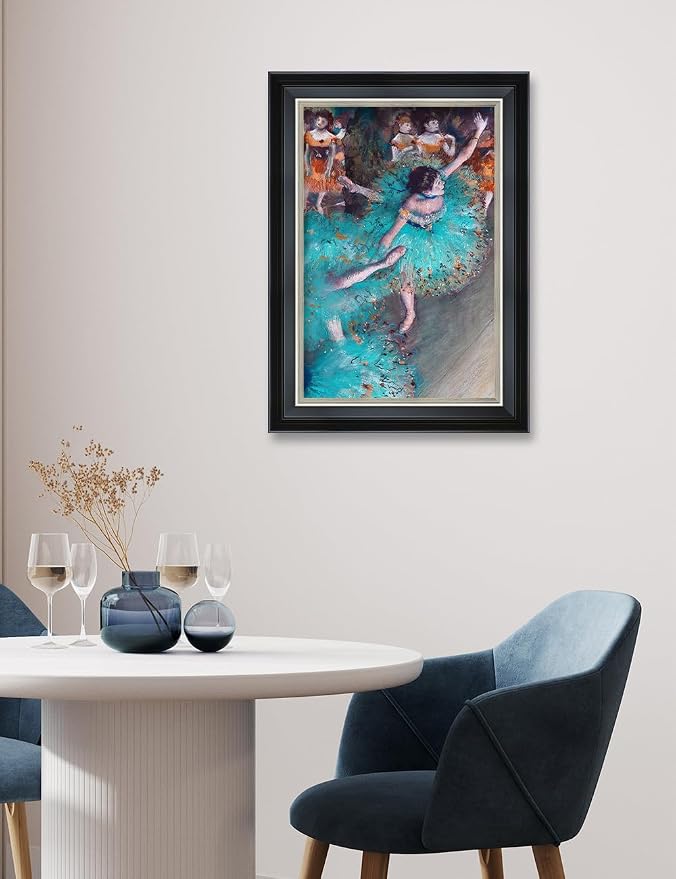 DECORARTS - Dancer in Green by Edgar Degas. Giclee Prints on Canvas. Fine Art Reproduction with Framed Wall Art. Perfect for Enhancing Home and Office Interiors. Total Size w/Frame: 15.25x21.25