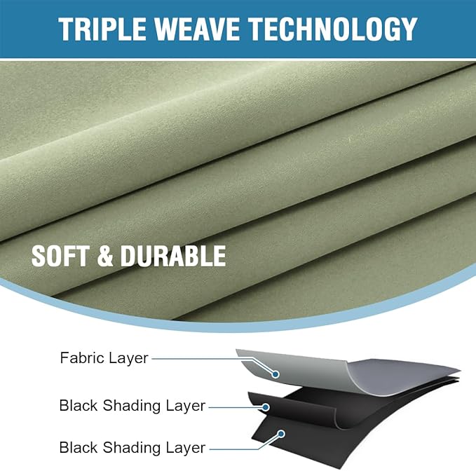 H.VERSAILTEX 100% Blackout Curtains for Bedroom with Black Liner Full Room Darkening Curtain 84 Inch Long Thermal Insulated Back Tab/Rod Pocket Window Treatment Drapes for Living Room, 2 Panels, Sage