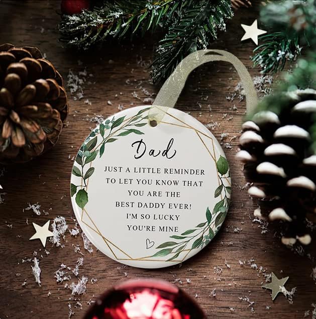 Dad Ornament 2025 - Christmas and Father's Day Gift From Son & Daughter - Forever Ornament for Father's Birthday - Best Dad Ever - Double-Sided Printing 2.9"