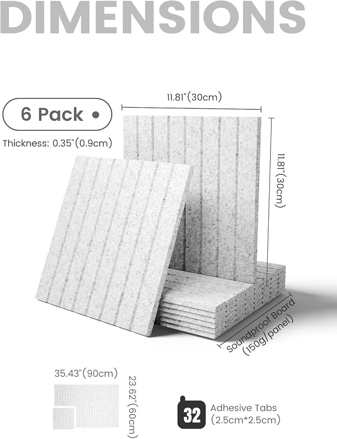 Fluxynara Large Felt Bulletin Board 48" x 36" Cork Board Alternative - 6 Pack with 32 Safe Removable Adhesive Tabs, Cork Boards for Walls for Home Office Classroom Pin Board-Light Gray