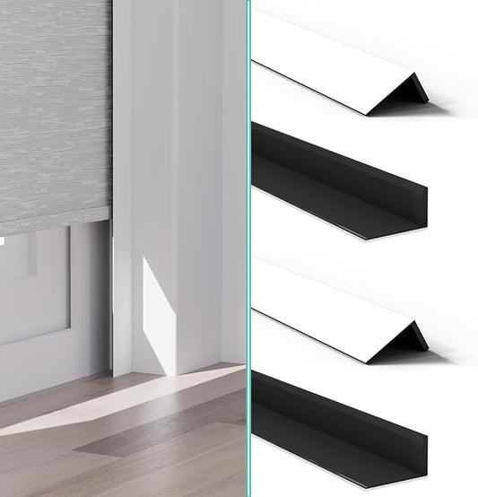100% Blackout PVC Light Blocking Strips for Window Shades and Blinds, Block Light Along The Sides of Blackout Blinds, Easy to Install. (White 58" 4pc)