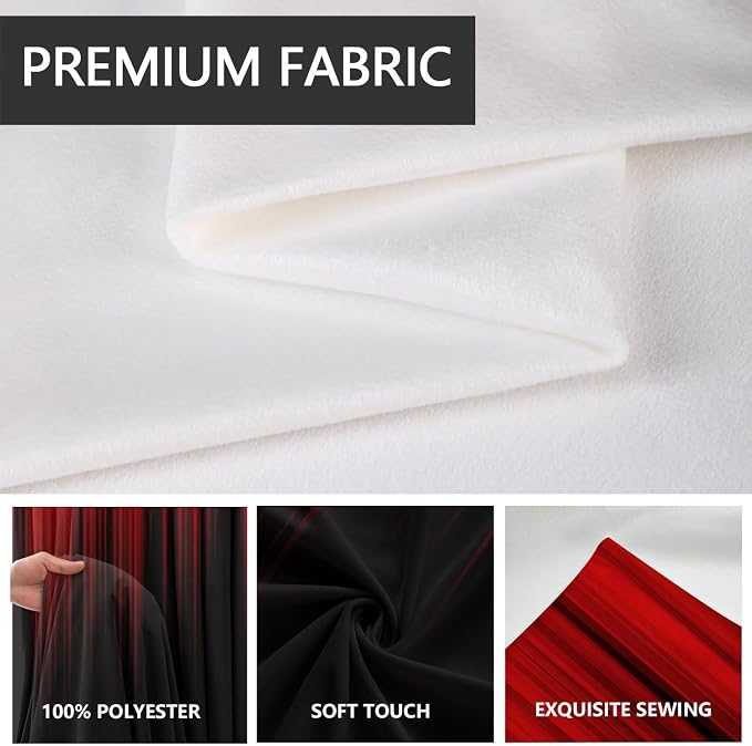 AAtter Red and Black Ombre Gothic Curtains, 42" W x 84" L Long Dark Gradient Fabric Drapes, Rod Pocket Window Treatments for Bedroom and Living Room, 2 Panel Set