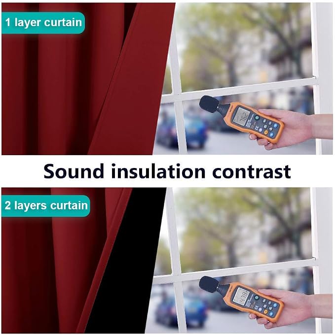 NICETOWN 100% Blackout Curtains 45 inches Long, Burgundy Red, 1 Pair, 42 inches Width Each Panel, 2 Thick Layers Completely Blackout Window Treatment Thermal Insulated Lined Drapes for Small Window