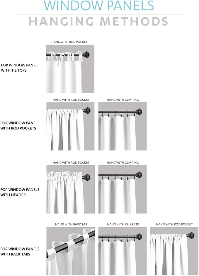 Lush Decor Linen Button Window Curtain Panel, Single, 40" W x 84" L, Dark Gray & Off White - Country Curtains - Color Block Modern Farmhouse Curtains For Living Room, Bedroom & Dining Room