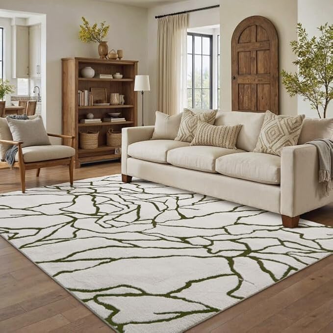 PureCozy Super Soft Shag Rug 4x6 for Living Room Modern White Washable Small Area Rugs High Pile Non-Shedding Throw Rugs Non Slip Indoor Office Carpet for Playroom Bedroom Home Aesthetic Decor
