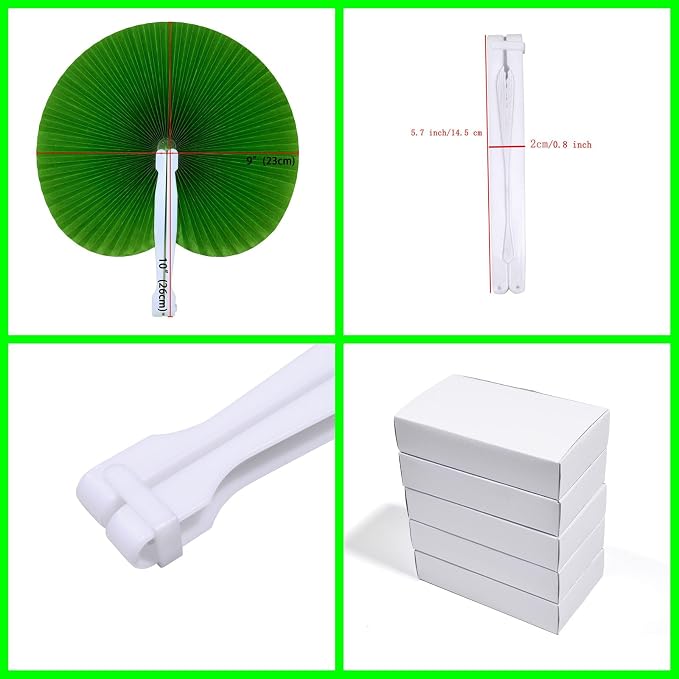 20 Pieces Grass Green Round Paper Fans | Foldable Handheld Fans for Women,Folding Hand Fans for Wedding,Bridal Guest,Church,Party Favors,Dancing,Birthday,DIY