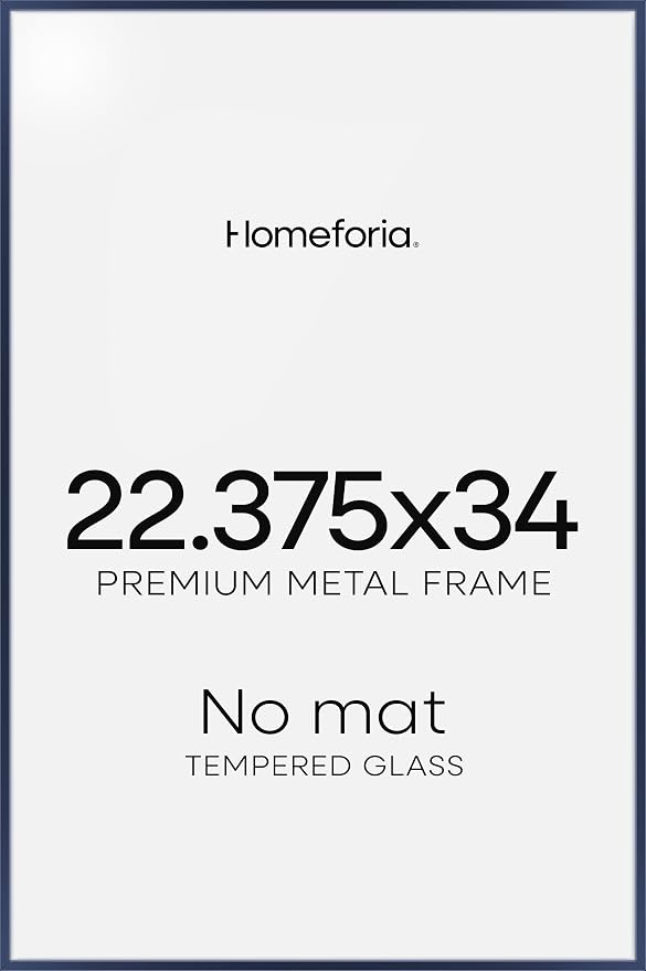 Homeforia 22.375x34 Navy Blue Puzzle Frame, High End Metal 22.375 x 34 Picture Frames without Mat, 34x22.375 Poster Frames for Wall, 22.375 by 34 Puzzle Photo Frame, Tempered Glass, Wall Kit, Set of 1