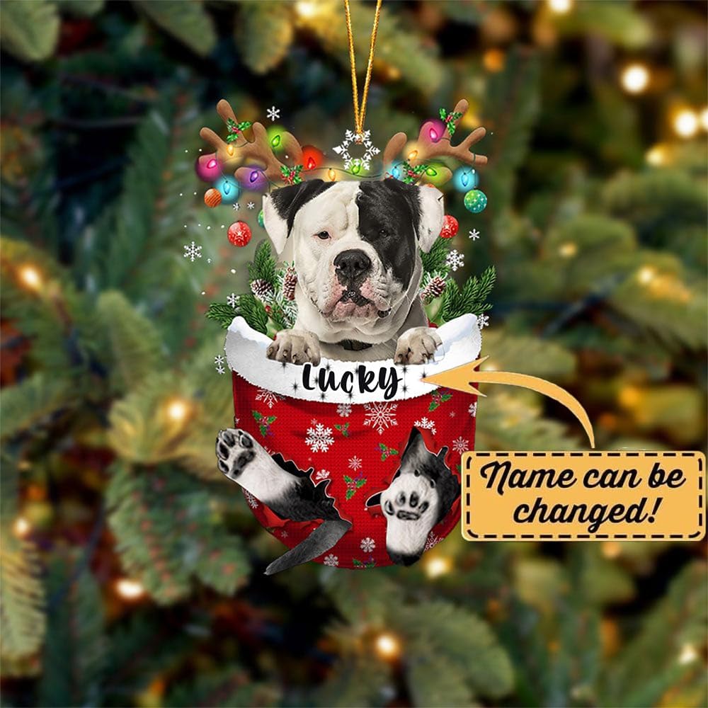 American Bulldog Christmas Tree Ornament - Dog Lovers Gift Idea, Xmas Decor for Tree