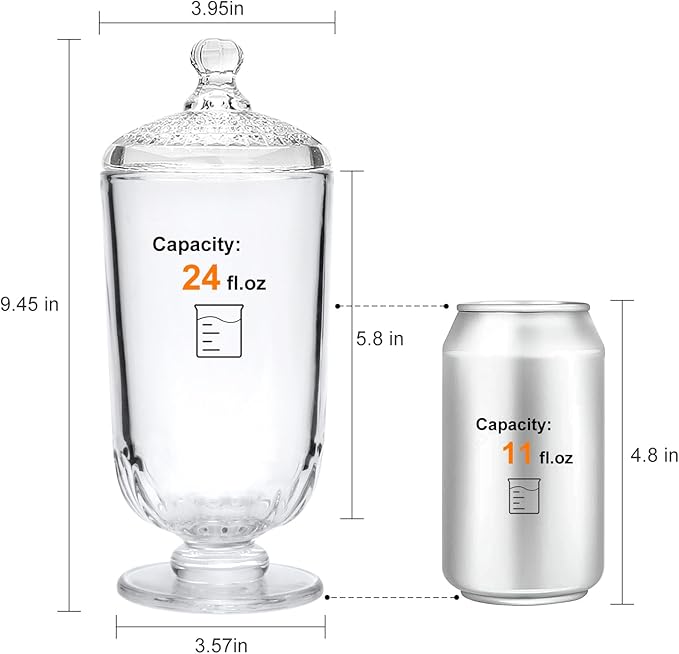 24fl oz Glass Candy Jars with Lids,3 Pack Apothecary Jars,Storage Jar for Candy, Cookies, Snacks, Kitchen Pantry, Clear Glass Jar for Countertop Display & Party Favors