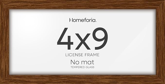 Homeforia 4x9 Business License Frame Brown, High End Dark Oak 4 x 9 Certificate Frame, 9x4 Wood Document Frames for Wall or Tabletop, 4by9 inch Walnut Wooden Frames, Tempered Glass, Wall Kit, Set of 2