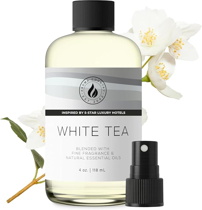 Aroma Country White Tea Luxury Diffuser Oil Refill (4 Fl Oz) | Hotel-Inspired • Long-Lasting Home Fragrance • for Aromatherapy, Reed Diffusers, Diffuser Machines & Room Sprays