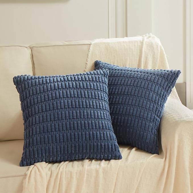 Fancy Homi 4 Packs Decorative Throw Pillow Covers for Living Room Couch Bed, Modern Farmhouse Boho Home Décor Accent Cushion Case, 16" x 16", Dusty Blue