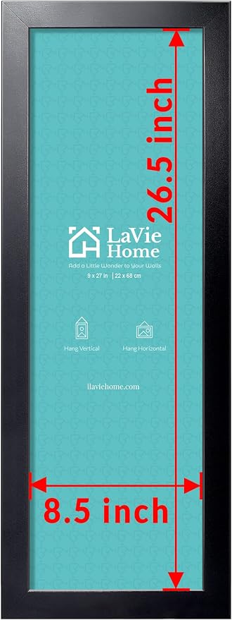 LaVie Home 9x27 Picture Frame Black, Panoramic Picture Frame for Wall Decoration, Classic Black Minimalist Style Suitable for Decorating Houses, Offices, Hotels（1 Pack）