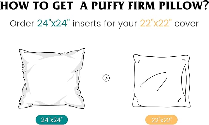 Oubonun 24 x 24 Down Feather Throw Pillow Inserts - Fluffy and Plush Odor-Free Fill - 100% Breathable Cotton Fabric for Couch Sofa Bed, White, Pack of 2