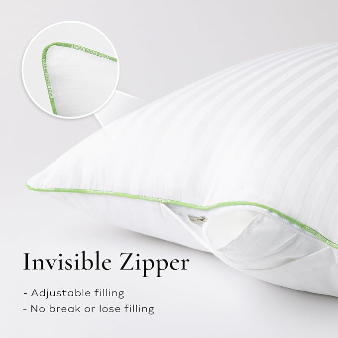 Ashler Home Deco Synthetic Down Pillow Inserts, 24x24 Down Alternative Throw Pillows Insert Sleeping Pillows with 100% Cotton Cover Decorative Pillow Stuffer for Sofa, Couch Bed(Set of 2, White)