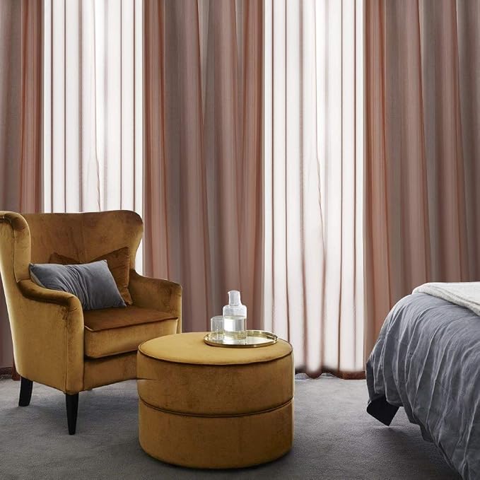 MIULEE 2 Panels Chocolate Brown Semi Sheer Window Curtains Elegant Grommet Top Window Voile Drapes/Treatment Linen Textured Panels for Bedroom Living Room (54X96 Inches Dark Brown)
