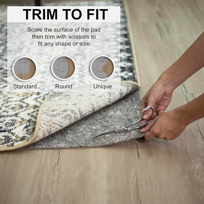 Mohawk Home Non Slip Rug Pad 2' x 12' - 3/8" Thick Felt + Latex Rubber Gripper - Dual Surface Cushion for Hardwood, Carpet, Tile Floors, Made in USA