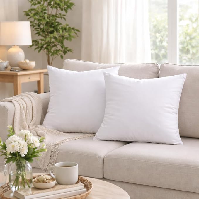 18 x 18 Inch Throw Pillow Inserts – Set of 8 Square Cushions with Polyester Fill for Decorative Pillow Covers