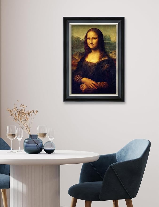 DECORARTS - Reproduction of Leonardo DaVinci's Mona Lisa. Giclee Print on Canvas. Framed Wall Art, Ready to Hang, for Home and Office Decoration. Total Size w/Frame: 15.25x21.25
