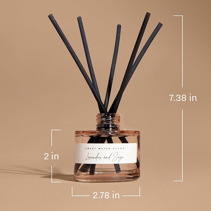 Sweet Water Decor Sandalwood Rose Reed Diffuser – Room Decor Aesthetic with Long-Lasting Premium Fragrance of Green, Leafy, Winey, Rose, Guaiac Wood, and Musk for 4 Months – Ideal for Home Decor