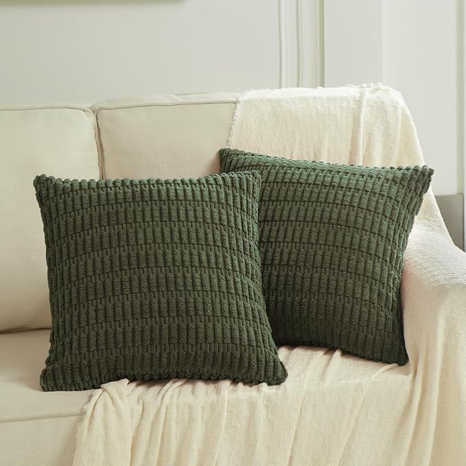 Fancy Homi 4 Packs Decorative Throw Pillow Covers for Living Room Couch Bed, Modern Farmhouse Boho Home Décor Accent Cushion Case, 24" x 24", Olive Green