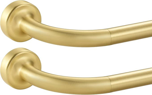 2 Pack Brass Disc Curtain Rods, 48-84 Inches Window Curtain Rod,Adjustable Room Darkening Drapery Rod with Aluminum Finials and Brackets,Wrap Around Design