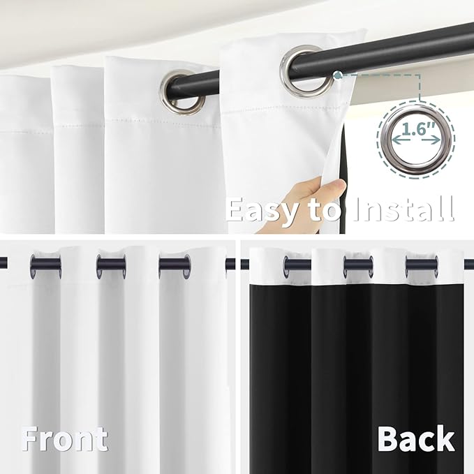 BGment White Blackout Curtains for Living Room - Black Out Curtains 84 Inches Long Thermal Insulated Light Blocking Grommet Drapes for Nursery, 52 Inch Wide Each