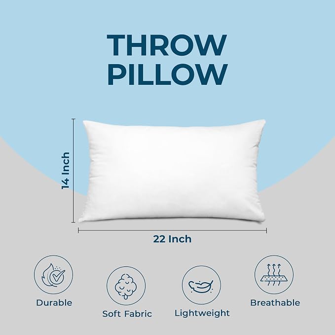Utopia Bedding Throw Pillows (Set of 4, White) – 14 x 22 Inches Down Alternative Pillows for Bed, Sofa, and Couch - Fluffy Decorative Stuffer Pillow for Indoors & Outdoors