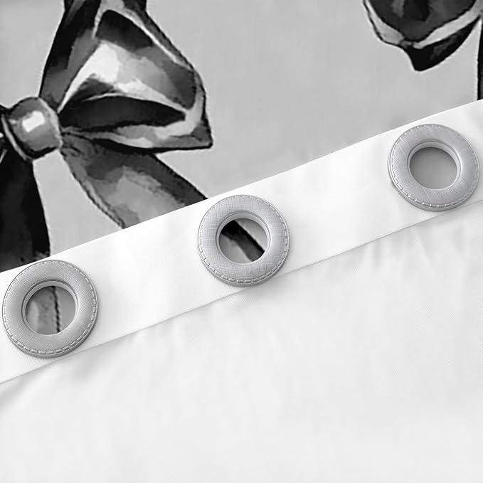 Erosebridal Kids Bow Window Curtain Bowknot 38" Wx54 L Curtain for Boys Girls Teen,Grey Black Bow Tie Window Treatments Ribbon Geometric Bowknot 30%-50% Blackout Curtains for Bedroom