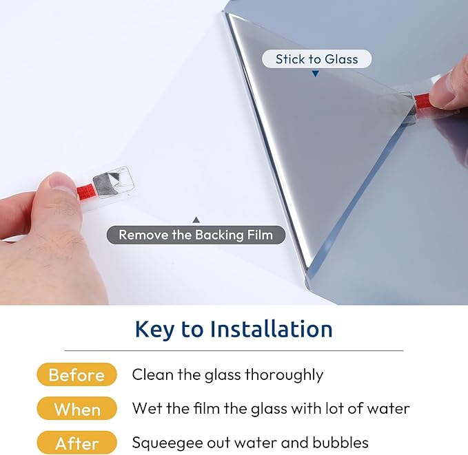 rabbitgoo Window Privacy Film One Way Window Tint for Home, Removable Reflective Heat Sun Blocking Anti UV Glass Door Covering, Mirror Tinting Film House Office, 23.6 in X 16.4 Feet, Silver