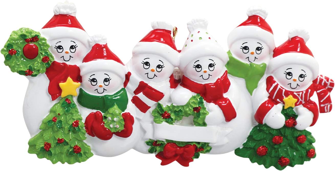 3D Snowman Family of 6 Ornament 2025 Personalized Family Christmas Ornaments 2025 | Snow People Personalized Tree Ornaments for Grandchildren, Siblings & Grandkids of Six Ornament Snowmen Small Tree