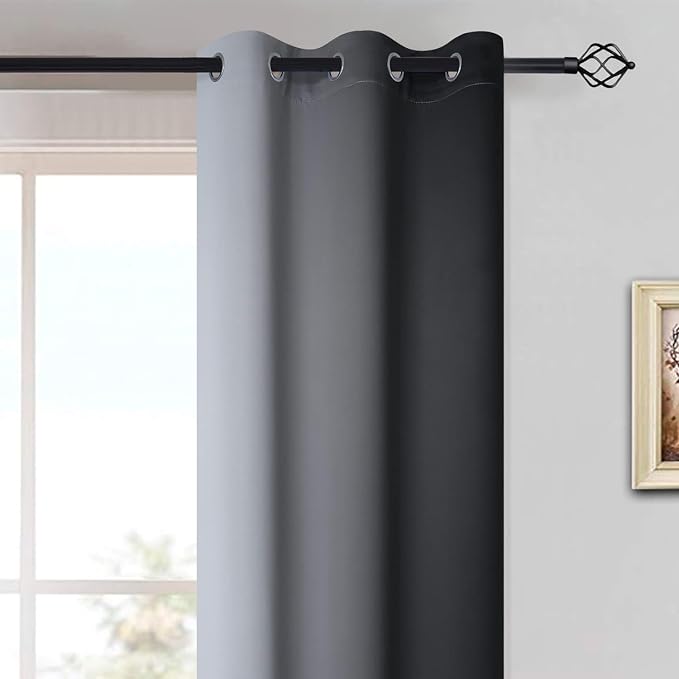 Yakamok Ombre Curtains Black and Greyish White for Living Room,42Wx72L | Room Darkening Curtains 72,Thermal Insulated Gradient Color Drape,Light Blocking Grommet Window Curtains for Bedroom,2 Panels