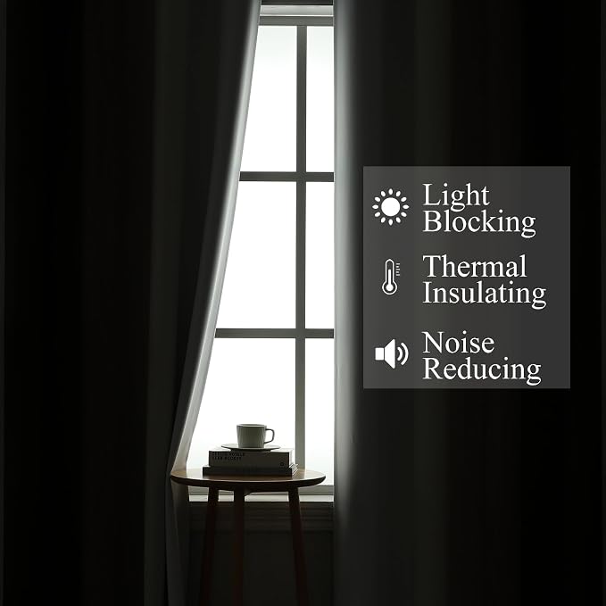 Estelar Textiler Brown and Greyish White Gradient Blackout Curtains for Bedroom, Thermal Insulated Ombre Blackout Drapes, Full Room Darkening Energy Saving Curtains for Living Room,52Wx84L,2 Panels