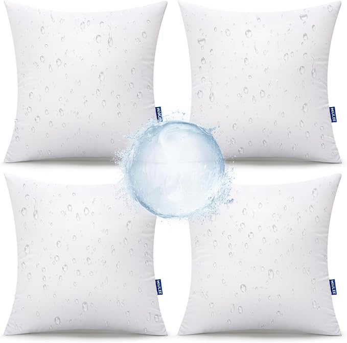 MIULEE 16x16 Outdoor Pillows,Set of 4 Throw Pillows Waterproof,Soft Support Throw Inserts Decorative Water Resistant for Patio Furniture and Garden