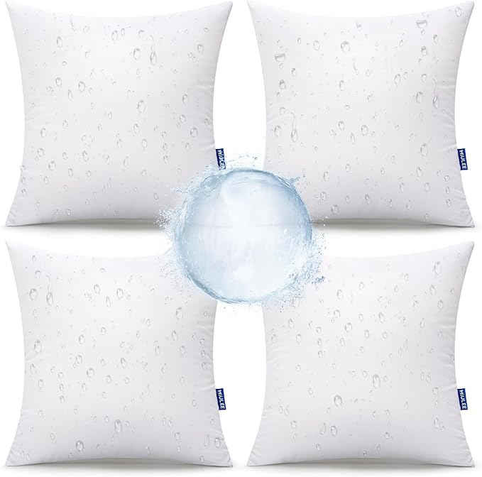 MIULEE 20x20 Outdoor Pillows,Set of 4 Throw Pillows Waterproof,Soft Support Throw Inserts Decorative Water Resistant for Patio Furniture and Garden