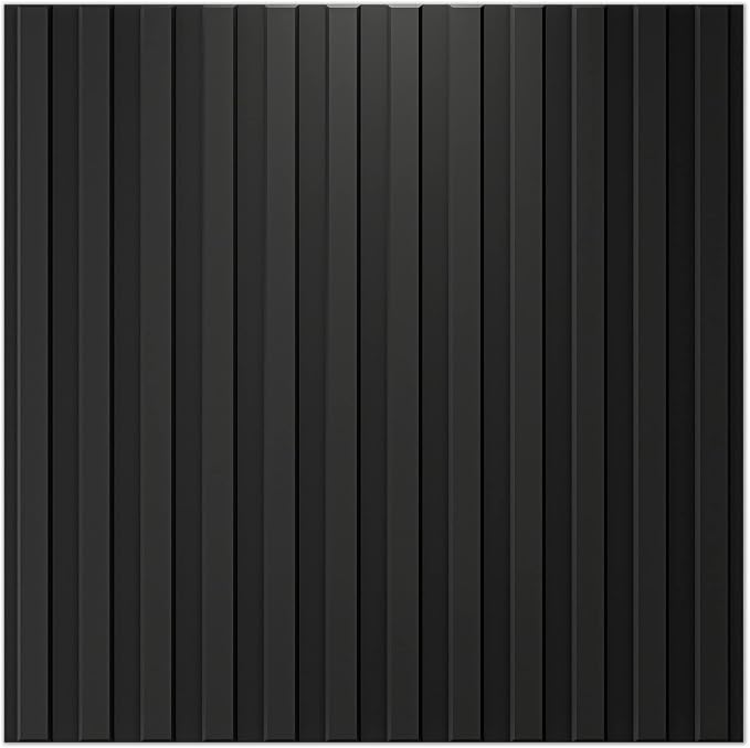 Art3d Slat Wall Panel, 3D Fluted Textured Panel 12-Tile 19.7 x 19.7in. - Cover 32 Sq.Ft., Black