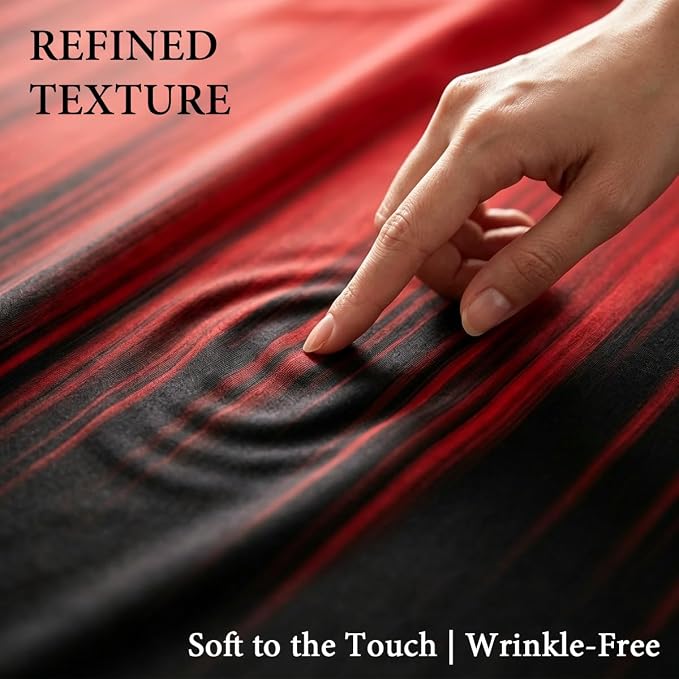 AAtter Red Black Window Curtains, Room Darkening, Rod Pocket 42" W x 63" L | Burgundy Ombre Gothic Drapes, Dark Modern High Precision Fabric, Abstract Anime, 2 Panels Cool Bedroom Decor for Men