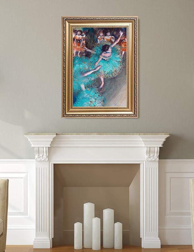 DECORARTS - Dancer in Green by Edgar Degas. Oil Painting Reproduction, Giclee Print on Canvas. Ready to Hang Framed Wall Art for Home and Office Decor. Total Size w/Frame: 22x30