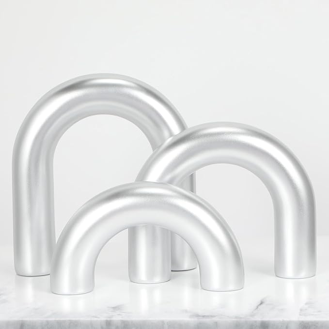 HMASYO 3Pcs Sliver Arch Decorative Objects Statue, Coffee Table Bookshelf Aesthetic Decor for Living Room Bedroom, Knick Knacks Home Table Top Decor for Shelves Boho Office Decor