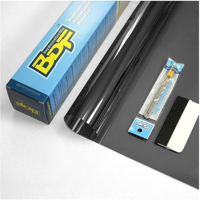 BDF NA20 Window Film Daytime Privacy and Sun Control Natural Black 20 (Dark) - 24in X 14ft