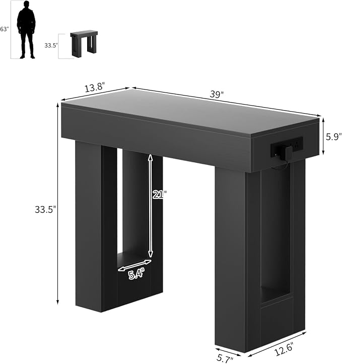 Unikito 39" Entryway Table with Socket and Sensor Light