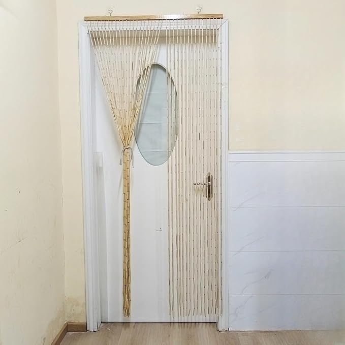 ave split Rainbow Colorful Hippie Wood Door Beaded Curtain Boho-Bohemian Wooden Doorway Beads Curtains Made of Wood&Bamboo-for Window,Door 056-ZJ (Wood Color)
