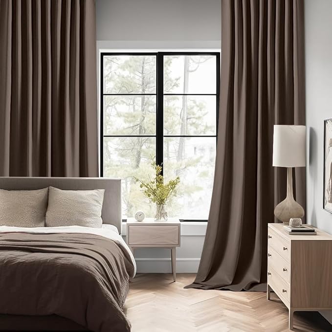 MIULEE Chocolate Brown Back Tab Blackout Curtains 120 Inch Long 2 Panels Set for Bedroom, Rod Pocket/Pinch Pleated Extra Long Thermal Insulated Living Room Darkening Light Blocking 10FT Drapes