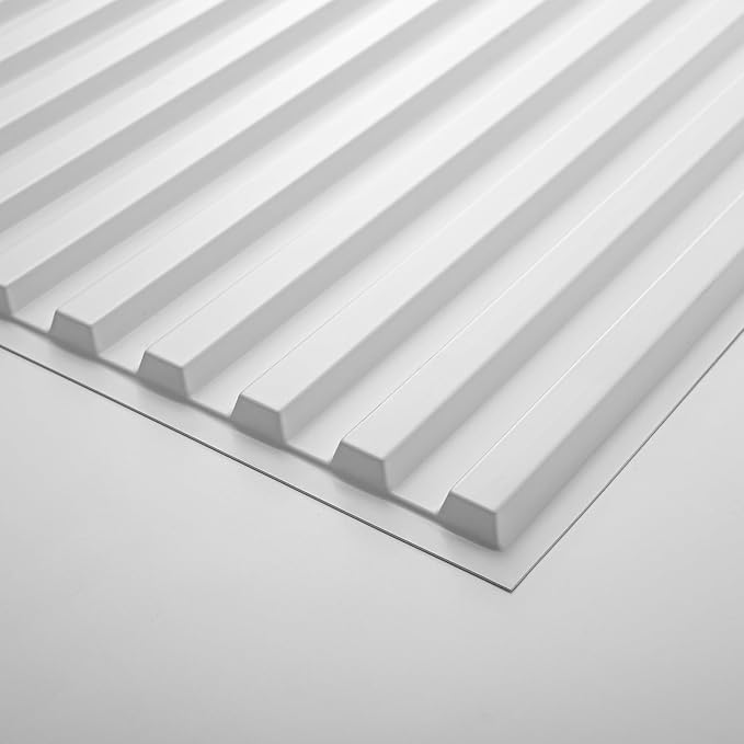 Art3d 6-Pack Slat Design 3D Wall Panels for Interior Wall Decor, 2x4 FT PVC Decorative Drop Ceiling Tiles - White