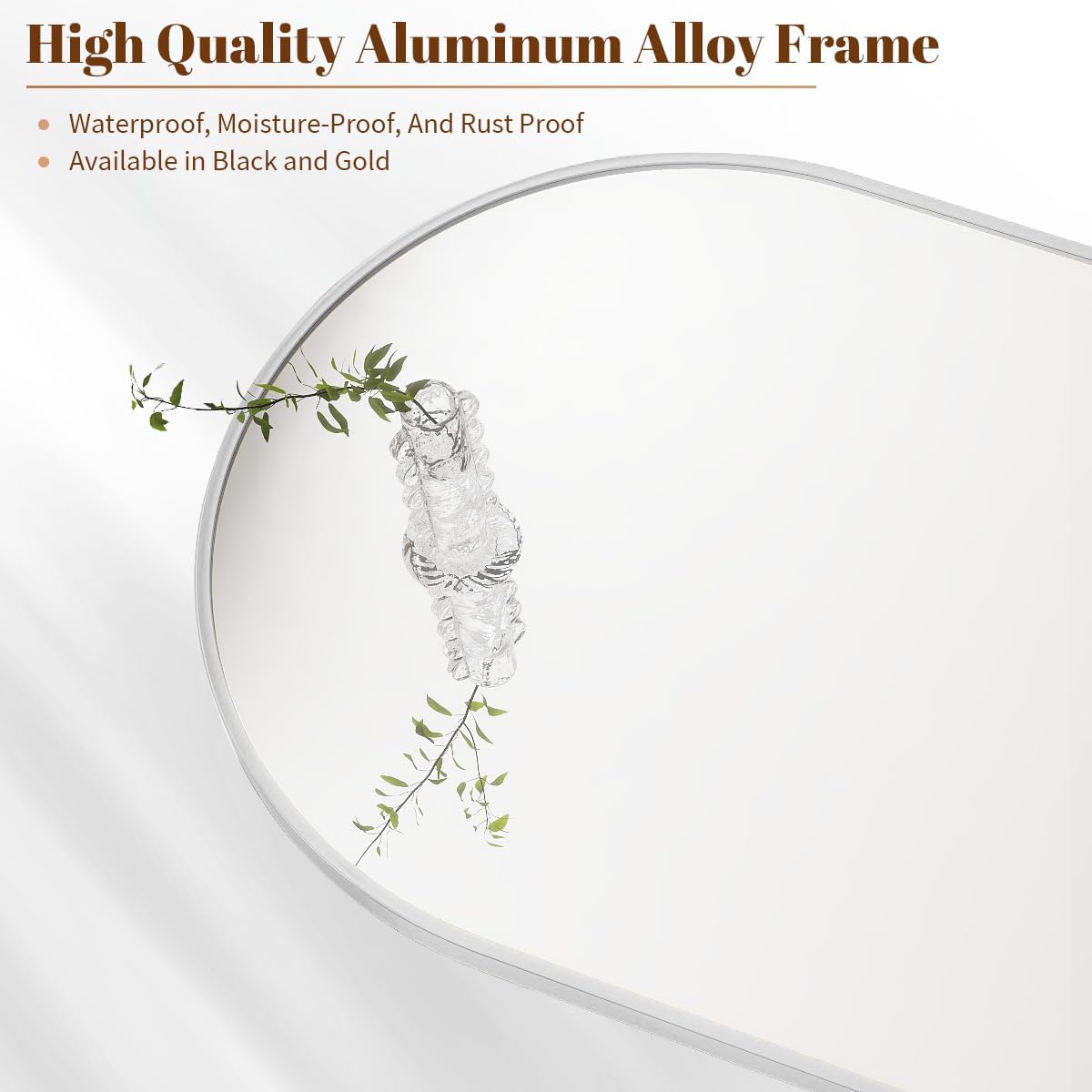 BEAUTYPEAK 26"x38" Arch Bathroom Mirror, Wall Mounted Vanity Metal Frame Mirror for Bedroom, Entryway, Living Room, Silver