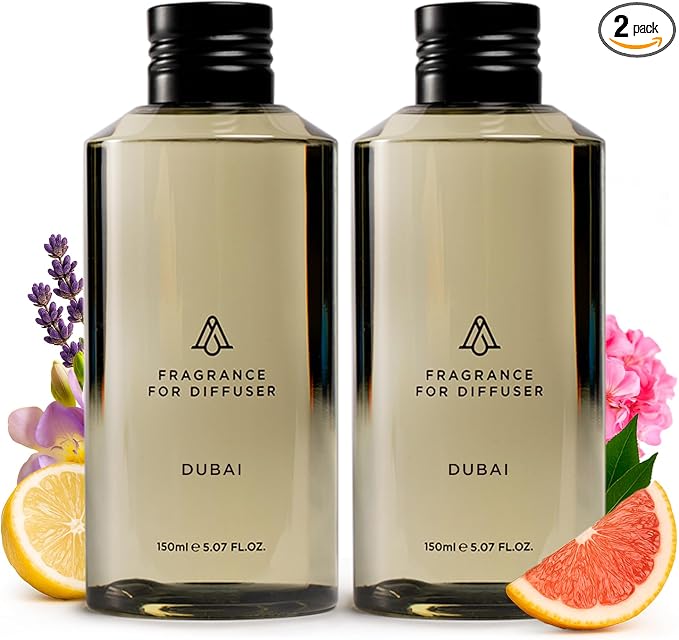 AromaPlan Hotel Scents Dubai 2-Pack (5.07 Fl Oz/150ml Each) Luxury Aroma & Hotel Fragrance Diffuser Oil- Hotel Diffuser Oil for Aromatherapy- USA Made, Bigger Bottle, Bolder Aroma & Longer Lasting