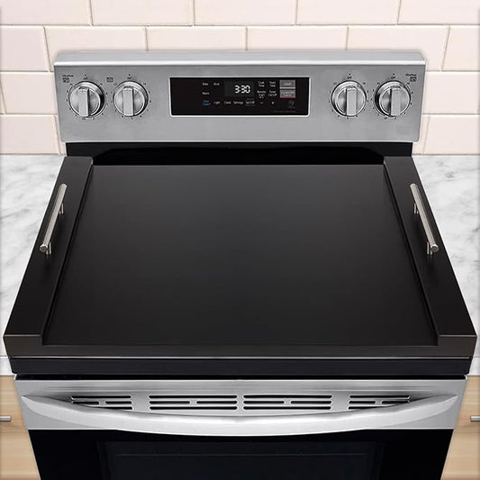 30"x22" Noodle Board Stove Cover for Electric & Gas Stoves, Natural Bamboo Ranges Stovetop Cover for Extra Counter Space, Also Sink Cover & Serving Tray (Black)