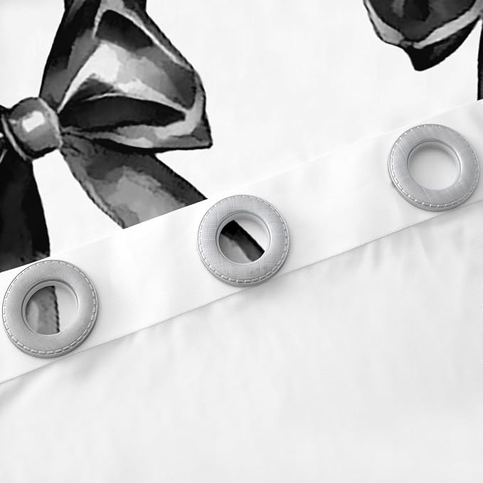 Erosebridal Bowknot Kids Window Curtain Ribbon Bow 38" Wx54 L Curtain for Girls Boys,Black White Bow Knot Window Treatments Geometric Patchwork Modern Butterfly Knot Curtains & Drapes